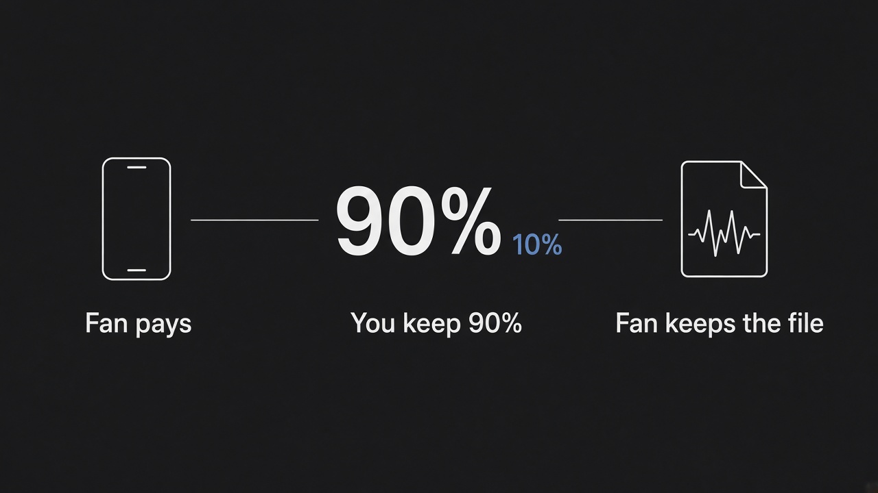 A simple path from a fan payment to a file the fan keeps