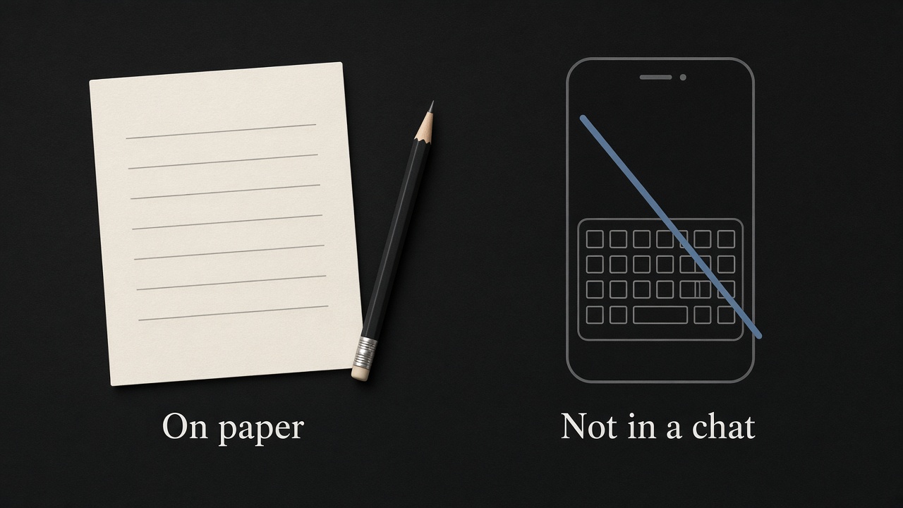 Paper seed phrase kept offline, never typed into a website